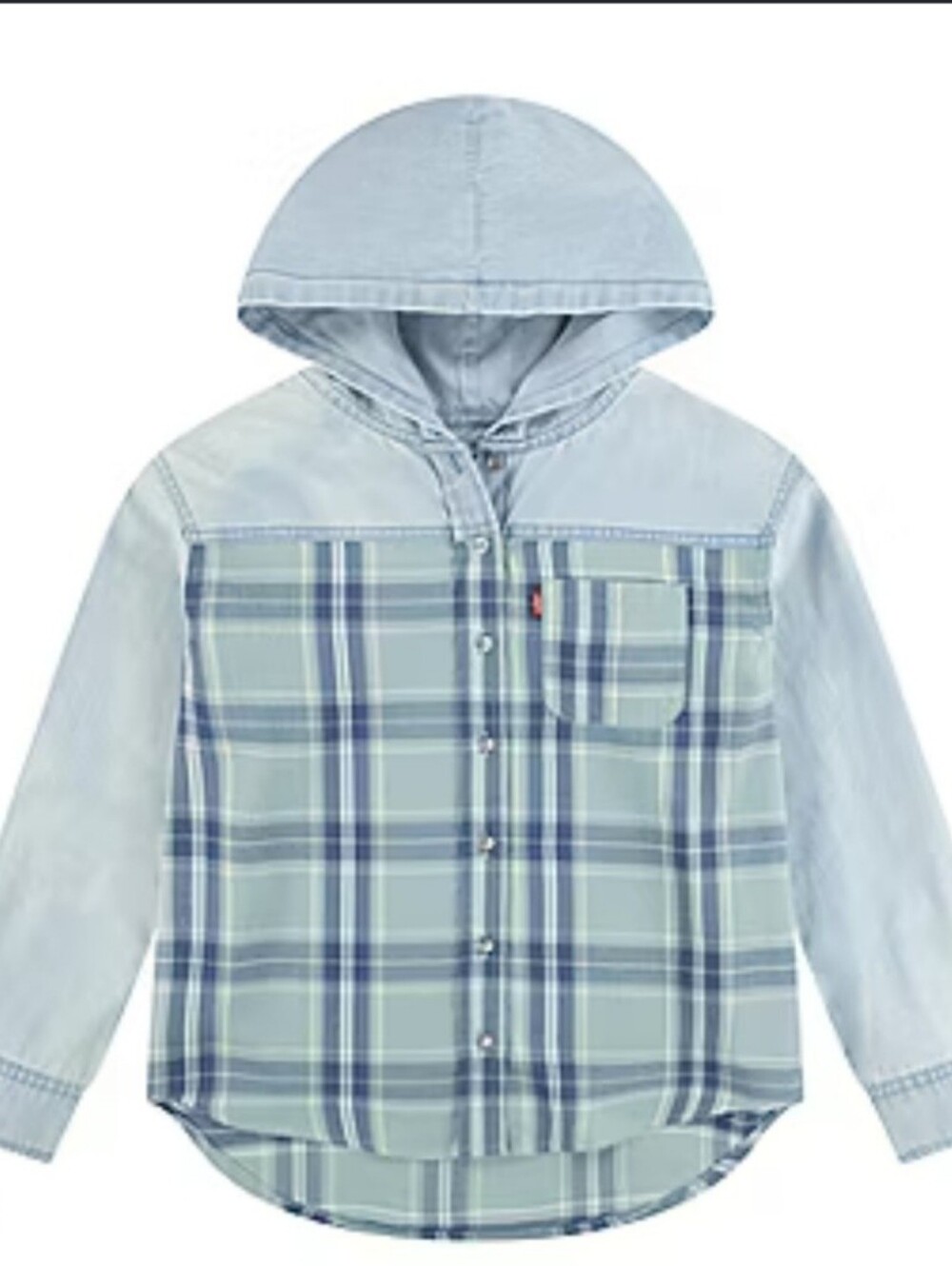 NWT Levis Kids Plaid Hooded Button-Up Shirt